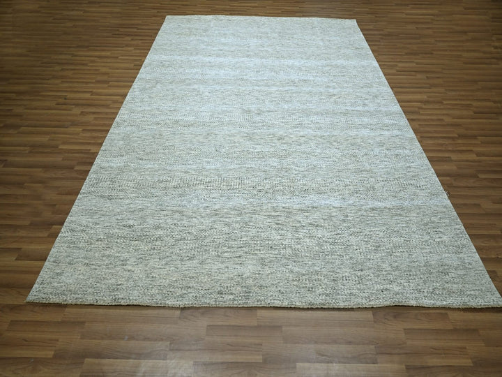 8'0" x 10'2" New Hand Knotted Grey Wool Rectangle Oriental Rug - MOA10276915