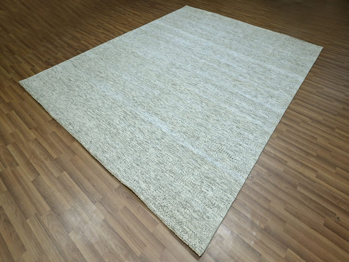 8'0" x 10'2" New Hand Knotted Grey Wool Rectangle Oriental Rug - MOA10276915