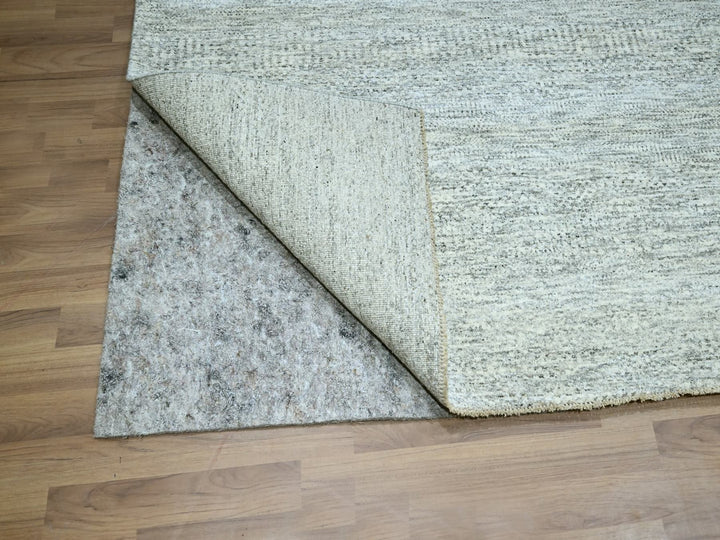 8'0" x 10'2" New Hand Knotted Grey Wool Rectangle Oriental Rug - MOA10276915