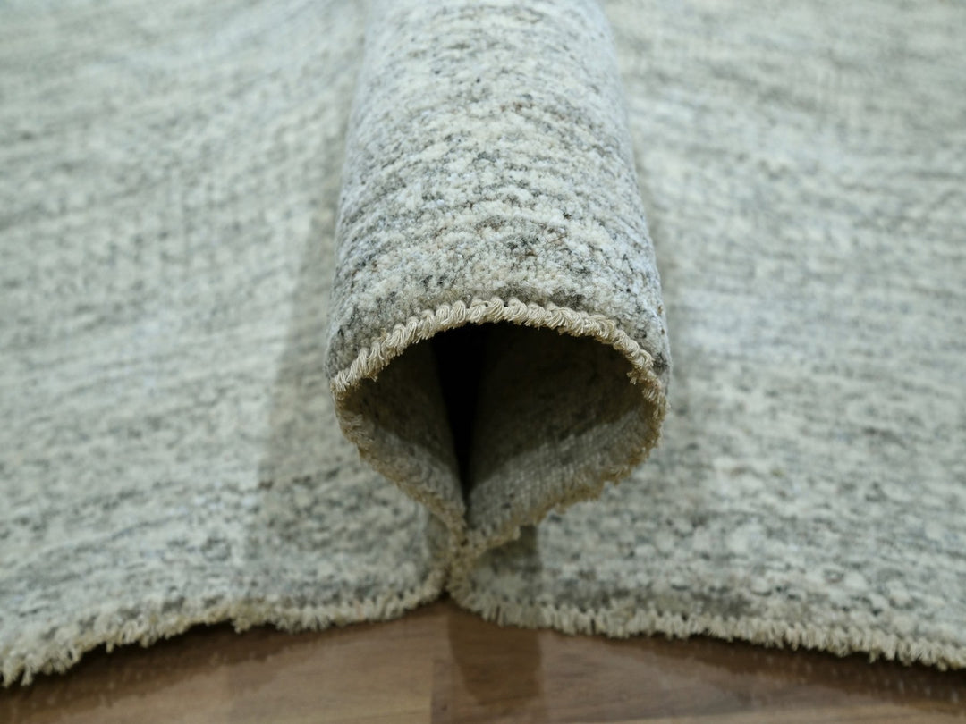 8'0" x 10'2" New Hand Knotted Grey Wool Rectangle Oriental Rug - MOA10276915