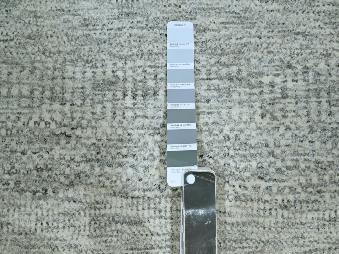 8'0" x 10'2" New Hand Knotted Grey Wool Rectangle Oriental Rug - MOA10276915