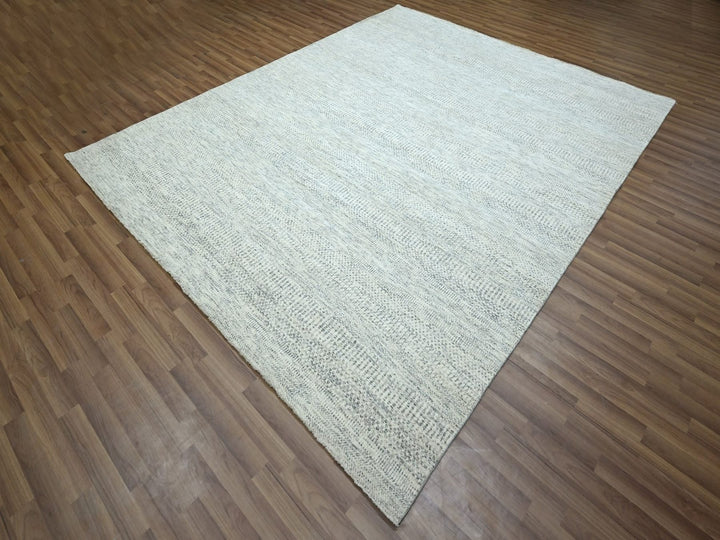 7'11" x 9'10" New Hand Knotted Ivory Wool Rectangle Oriental Rug - MOA10276916