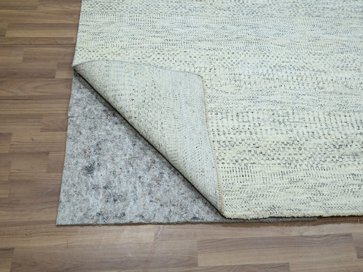 7'11" x 9'10" New Hand Knotted Ivory Wool Rectangle Oriental Rug - MOA10276916