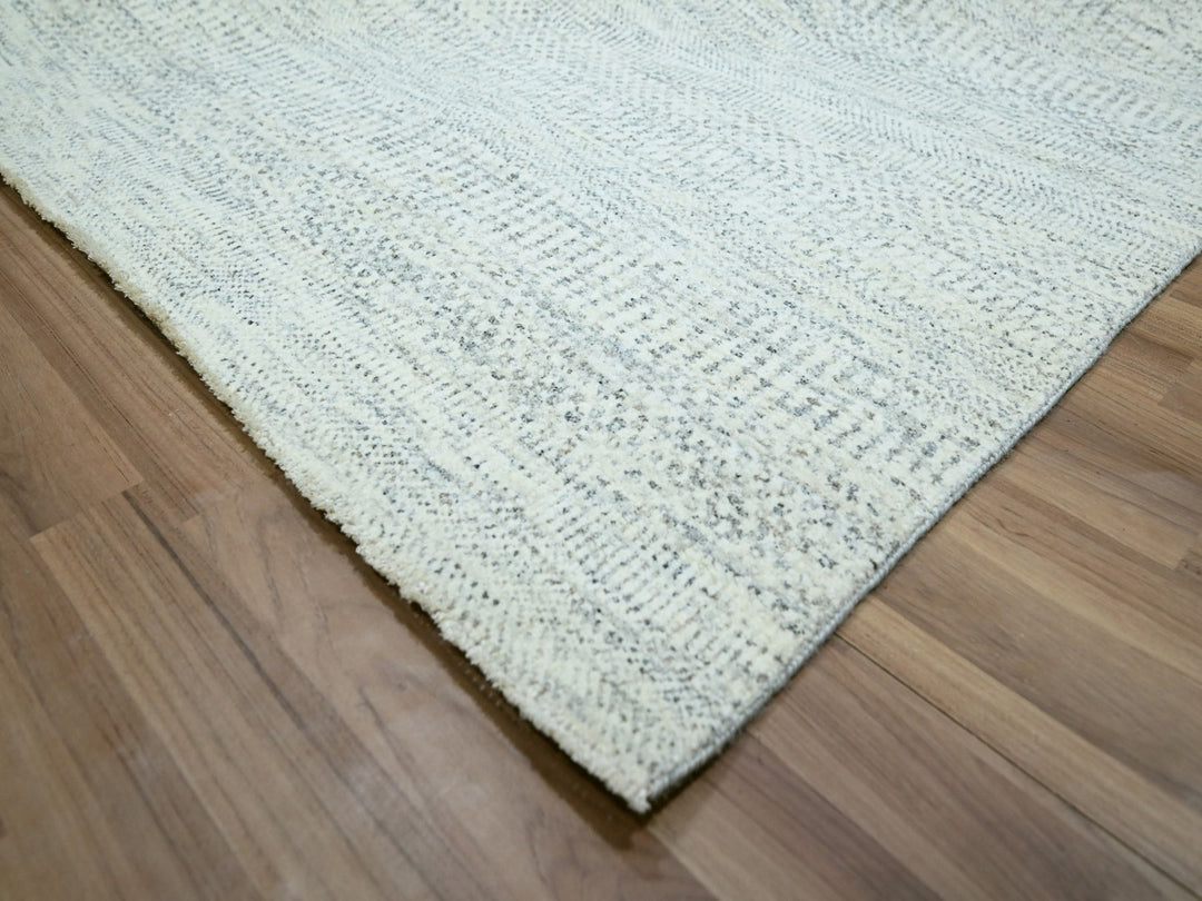 7'11" x 9'10" New Hand Knotted Ivory Wool Rectangle Oriental Rug - MOA10276916