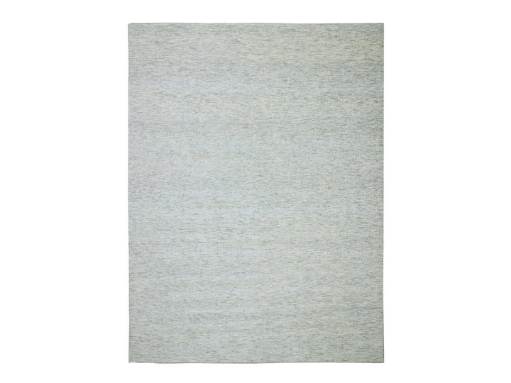 9'2" x 12'1" New Hand Knotted Grey Wool Rectangle Oriental Rug - MOA10276917