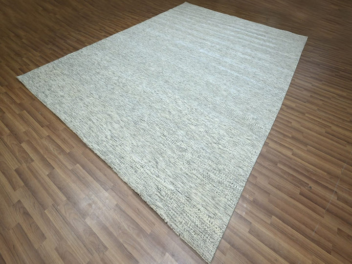 9'2" x 12'1" New Hand Knotted Grey Wool Rectangle Oriental Rug - MOA10276917