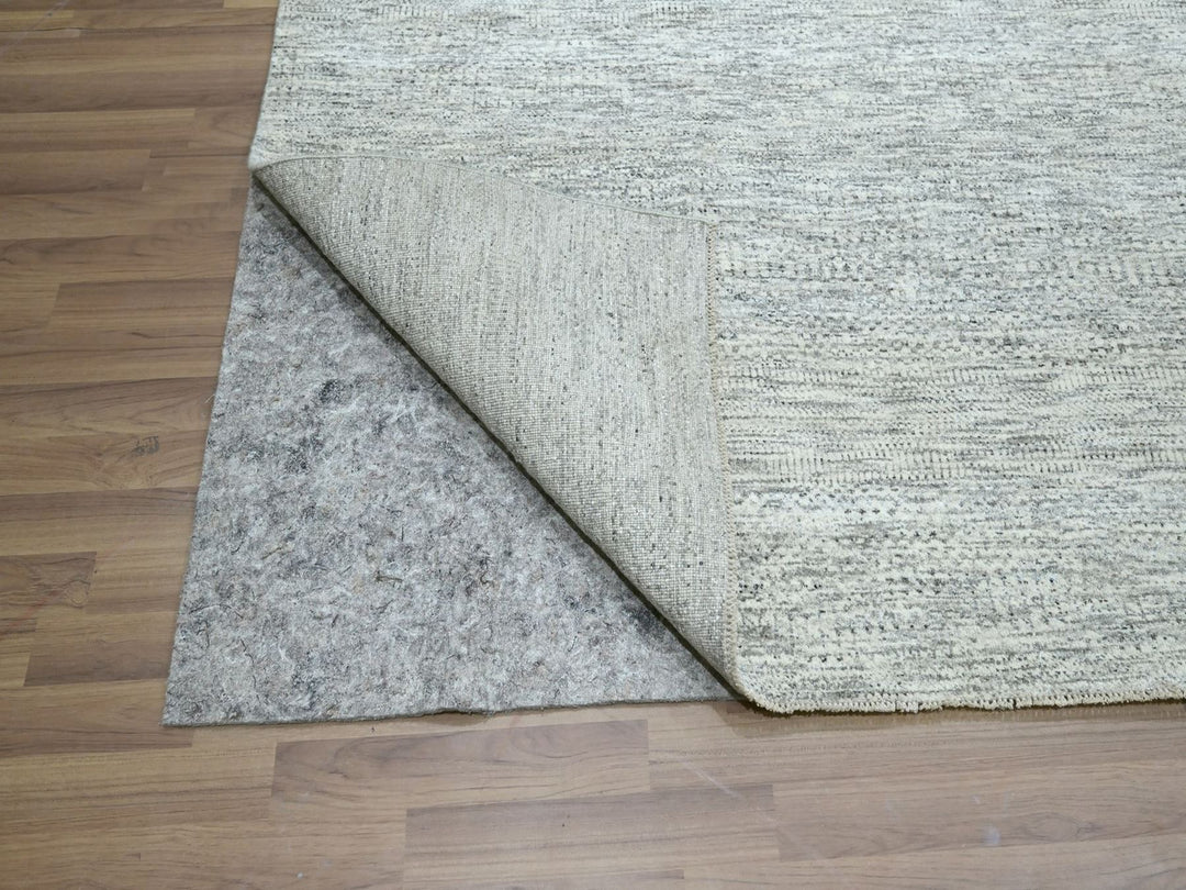 9'2" x 12'1" New Hand Knotted Grey Wool Rectangle Oriental Rug - MOA10276917