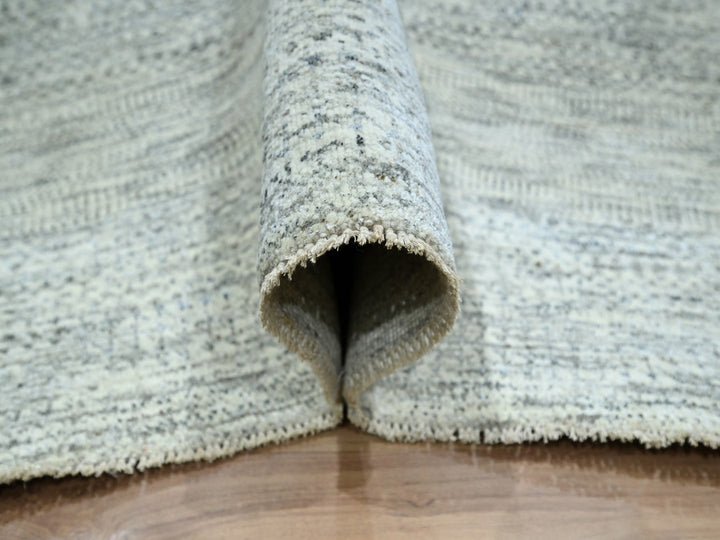 9'2" x 12'1" New Hand Knotted Grey Wool Rectangle Oriental Rug - MOA10276917