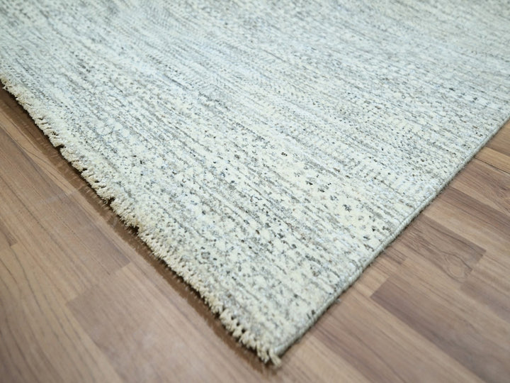 9'2" x 12'1" New Hand Knotted Grey Wool Rectangle Oriental Rug - MOA10276917