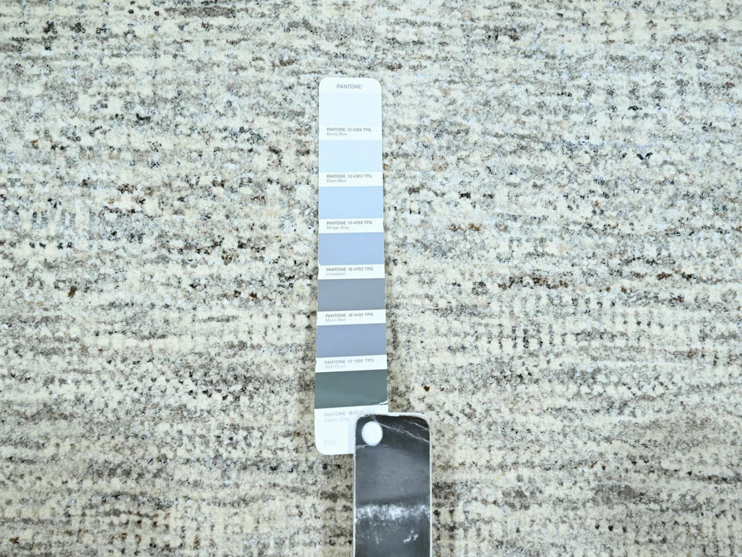 9'2" x 12'1" New Hand Knotted Grey Wool Rectangle Oriental Rug - MOA10276917