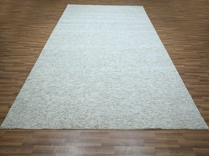 9'0" x 12'0" New Hand Knotted Grey Wool Rectangle Oriental Rug - MOA10276919