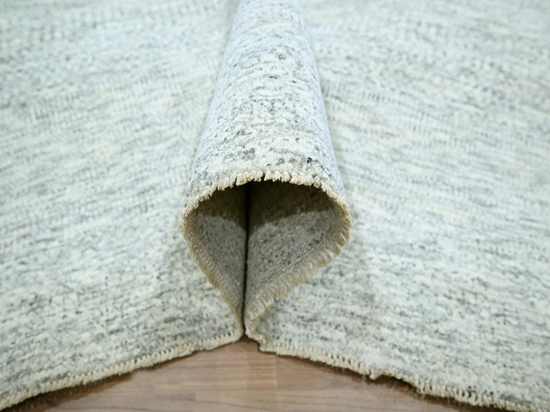 9'0" x 12'0" New Hand Knotted Grey Wool Rectangle Oriental Rug - MOA10276919