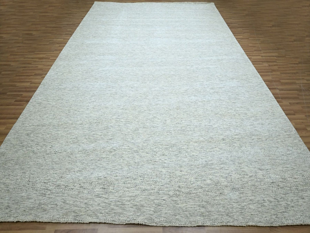 12'1" x 15'0" New Hand Knotted Grey Wool Rectangle Oriental Rug - MOA10276920