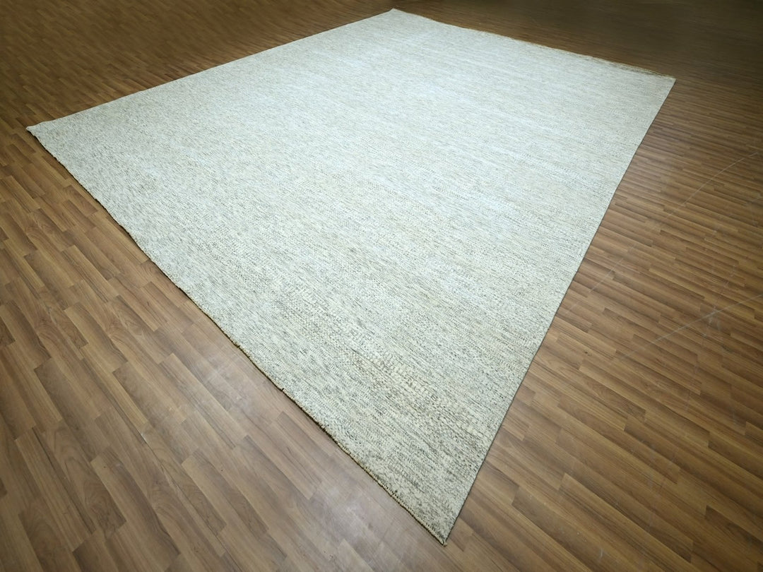 12'1" x 15'0" New Hand Knotted Grey Wool Rectangle Oriental Rug - MOA10276920