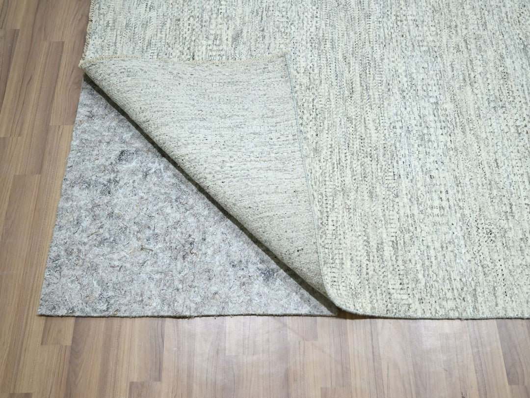 12'1" x 15'0" New Hand Knotted Grey Wool Rectangle Oriental Rug - MOA10276920