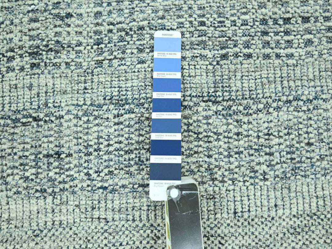 8'11" x 11'11" New Hand Knotted Blue Wool Rectangle Oriental Rug - MOA10276923