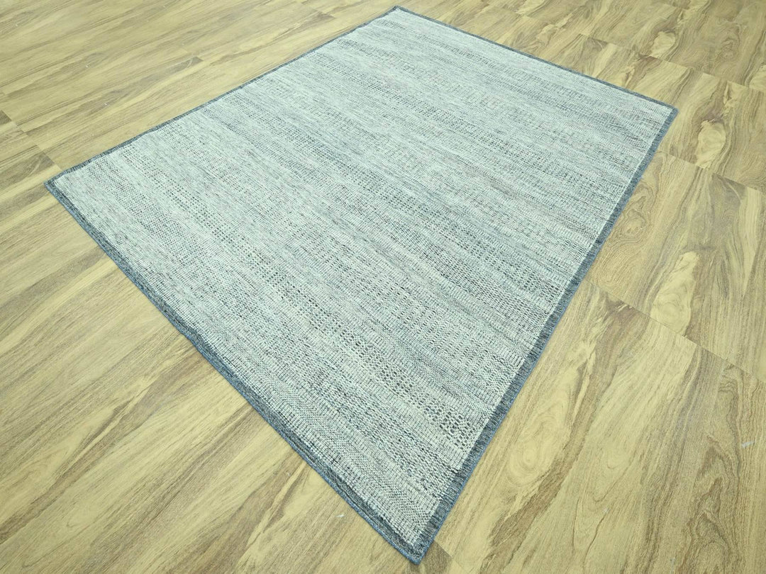 8'0" x 10'0" New Hand Knotted Blue Wool Rectangle Oriental Rug - MOA10276924