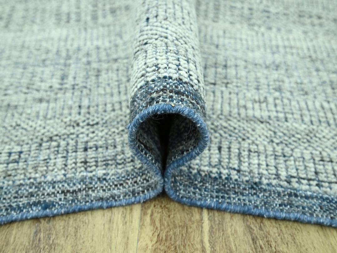 8'0" x 10'0" New Hand Knotted Blue Wool Rectangle Oriental Rug - MOA10276924