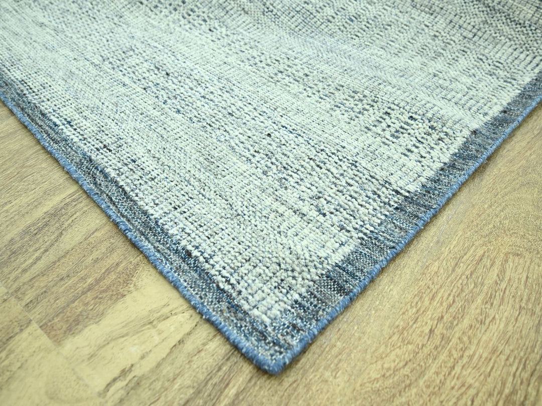 8'0" x 10'0" New Hand Knotted Blue Wool Rectangle Oriental Rug - MOA10276924