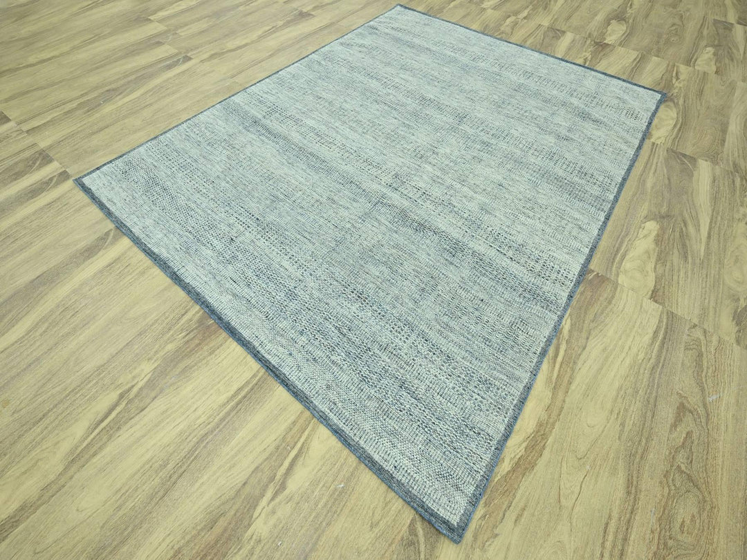 8'0" x 10'2" New Hand Knotted Blue Wool Rectangle Oriental Rug - MOA10276925