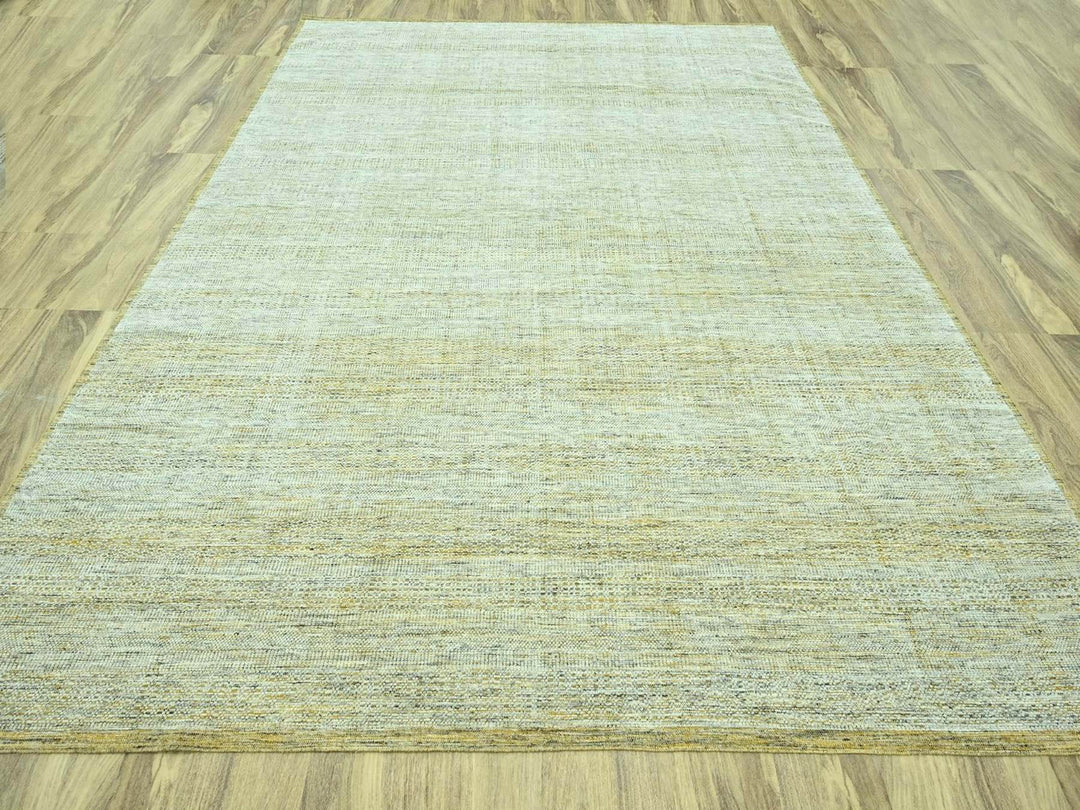 11'10" x 14'11" New Hand Knotted Yellow Wool Rectangle Oriental Rug - MOA10276928