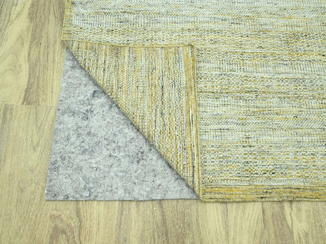 11'10" x 14'11" New Hand Knotted Yellow Wool Rectangle Oriental Rug - MOA10276928