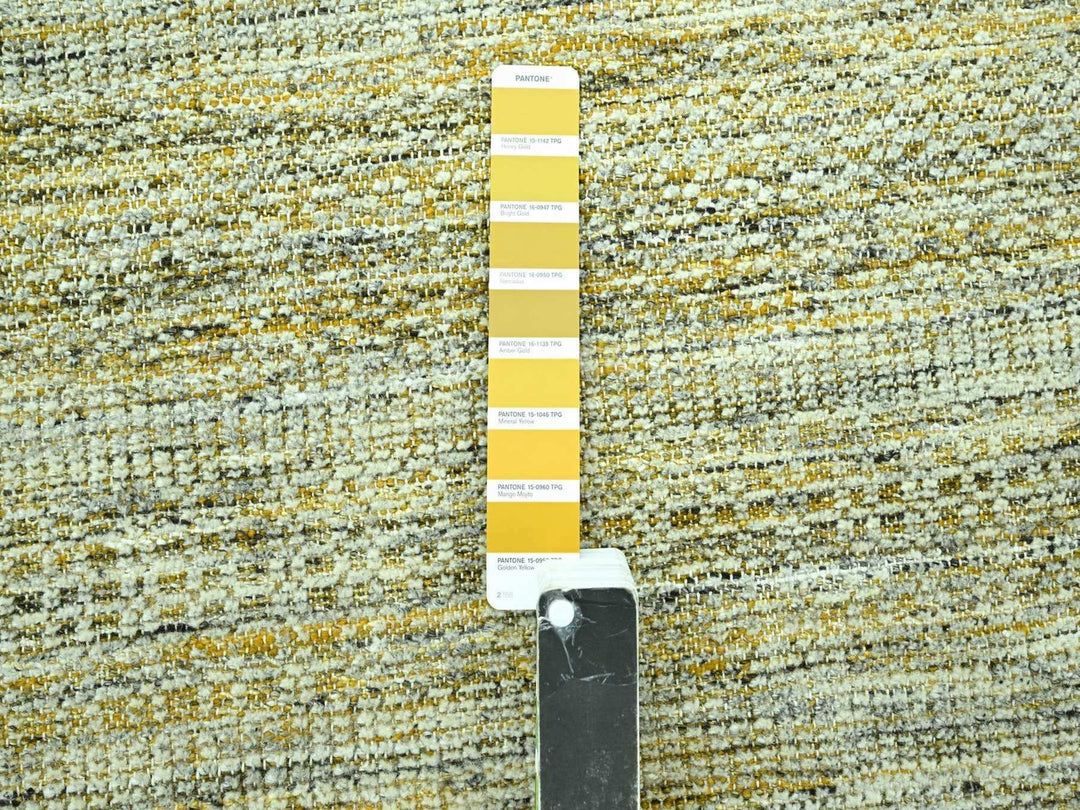 11'10" x 14'11" New Hand Knotted Yellow Wool Rectangle Oriental Rug - MOA10276928