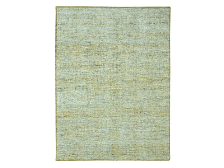 9'2" x 12'0" New Hand Knotted Yellow Wool Rectangle Oriental Rug - MOA10276929