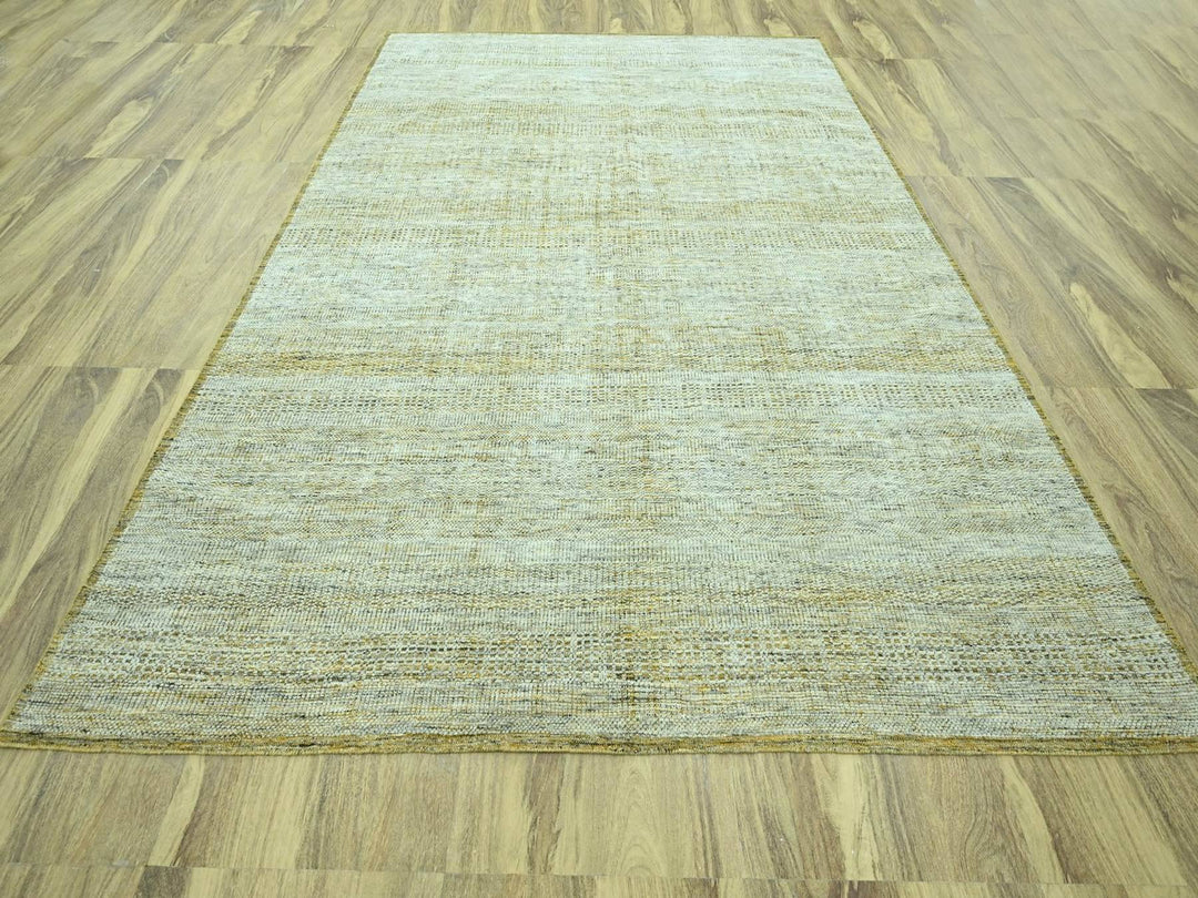 9'2" x 12'0" New Hand Knotted Yellow Wool Rectangle Oriental Rug - MOA10276929