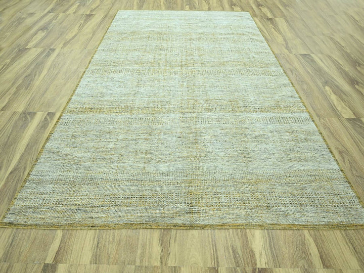9'2" x 12'0" New Hand Knotted Yellow Wool Rectangle Oriental Rug - MOA10276929