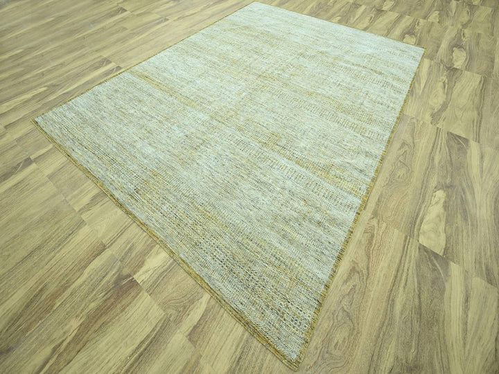 9'2" x 12'0" New Hand Knotted Yellow Wool Rectangle Oriental Rug - MOA10276929