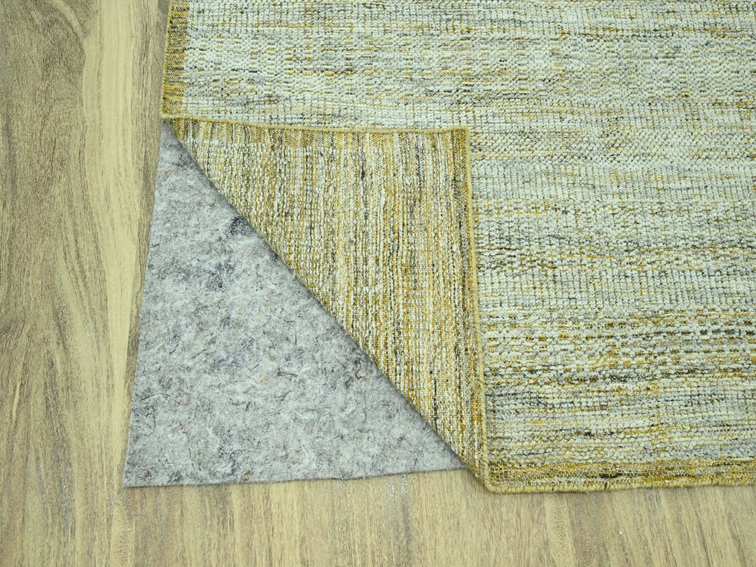 9'2" x 12'0" New Hand Knotted Yellow Wool Rectangle Oriental Rug - MOA10276929