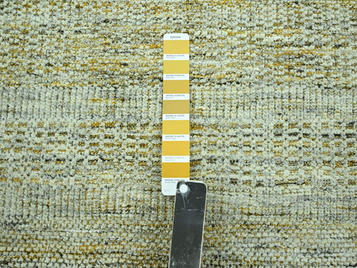 9'2" x 12'0" New Hand Knotted Yellow Wool Rectangle Oriental Rug - MOA10276929