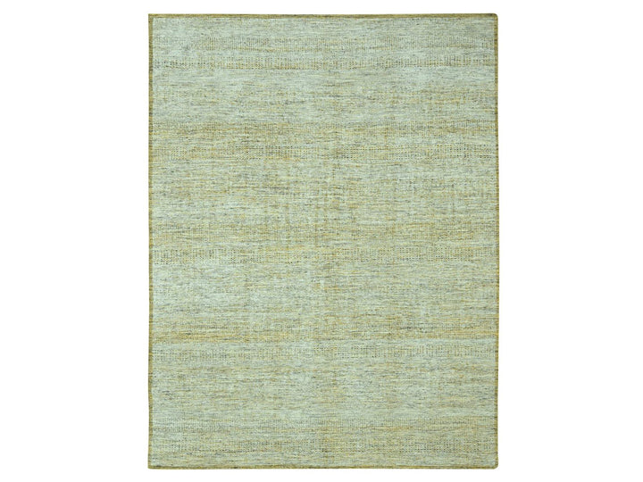 9'11" x 13'11" New Hand Knotted Yellow Wool Rectangle Oriental Rug - MOA10276930