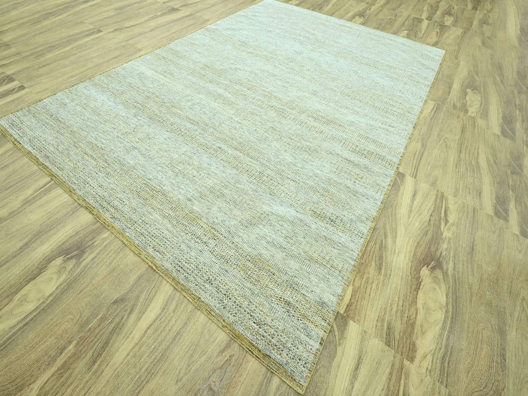 9'11" x 13'11" New Hand Knotted Yellow Wool Rectangle Oriental Rug - MOA10276930