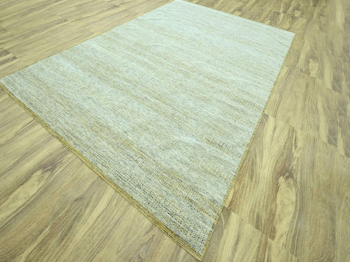 9'11" x 13'11" New Hand Knotted Yellow Wool Rectangle Oriental Rug - MOA10276930