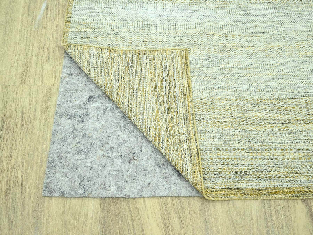 9'11" x 13'11" New Hand Knotted Yellow Wool Rectangle Oriental Rug - MOA10276930