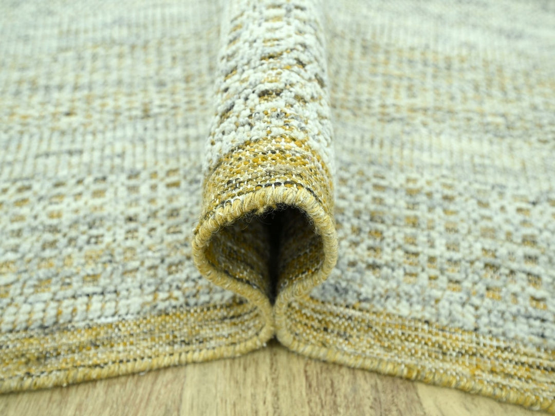 9'11" x 13'11" New Hand Knotted Yellow Wool Rectangle Oriental Rug - MOA10276930