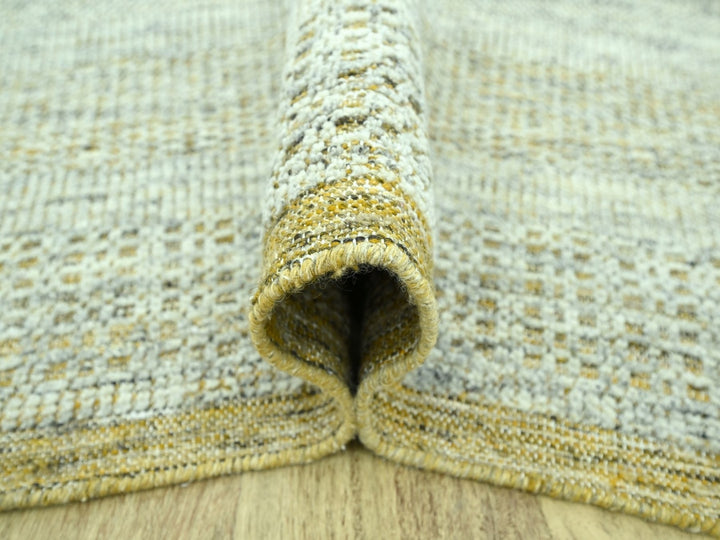 9'11" x 13'11" New Hand Knotted Yellow Wool Rectangle Oriental Rug - MOA10276930