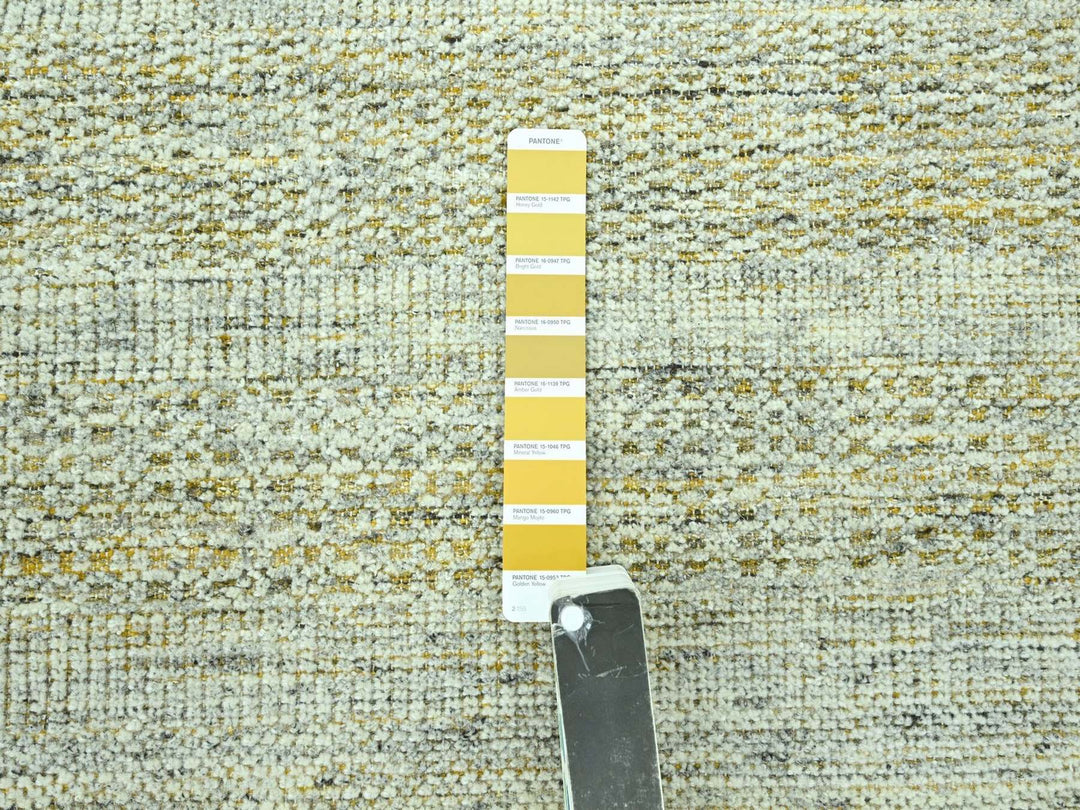 9'11" x 13'11" New Hand Knotted Yellow Wool Rectangle Oriental Rug - MOA10276930