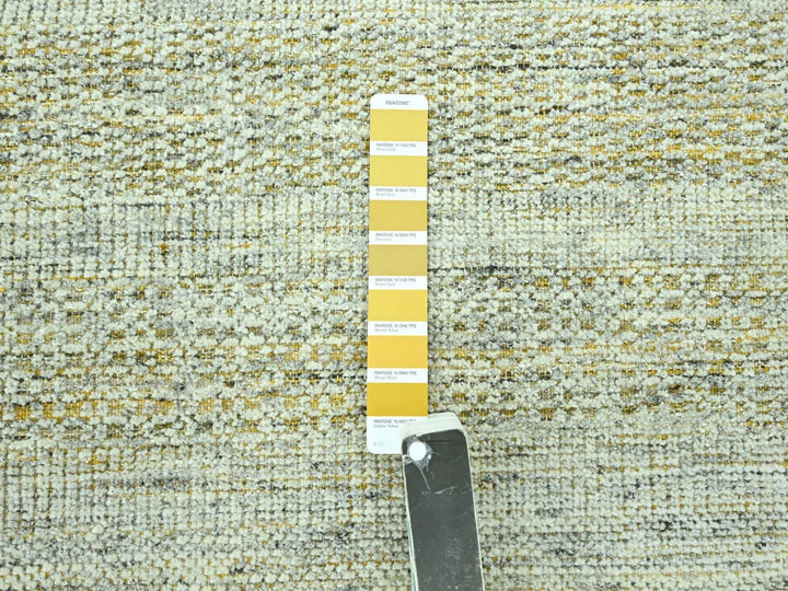 9'11" x 13'11" New Hand Knotted Yellow Wool Rectangle Oriental Rug - MOA10276930