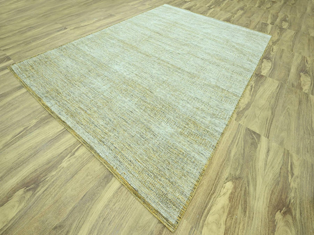 10'2" x 13'10" New Hand Knotted Yellow Wool Rectangle Oriental Rug - MOA10276931