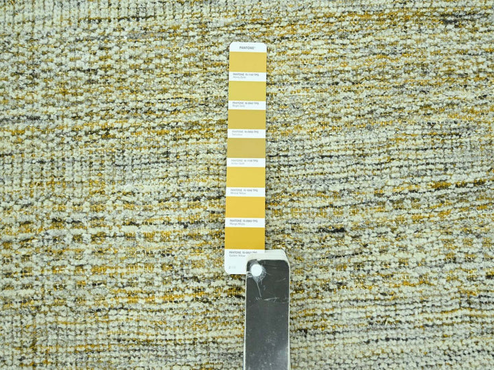 10'2" x 13'10" New Hand Knotted Yellow Wool Rectangle Oriental Rug - MOA10276931