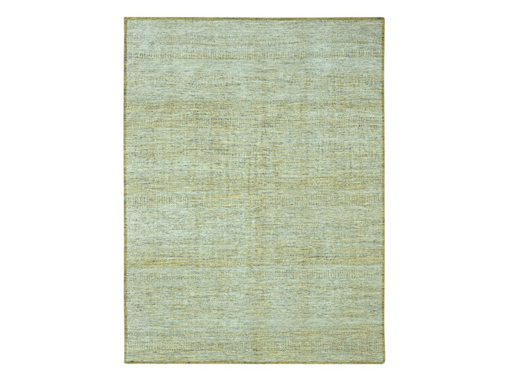 9'0" x 12'2" New Hand Knotted Yellow Wool Rectangle Oriental Rug - MOA10276932