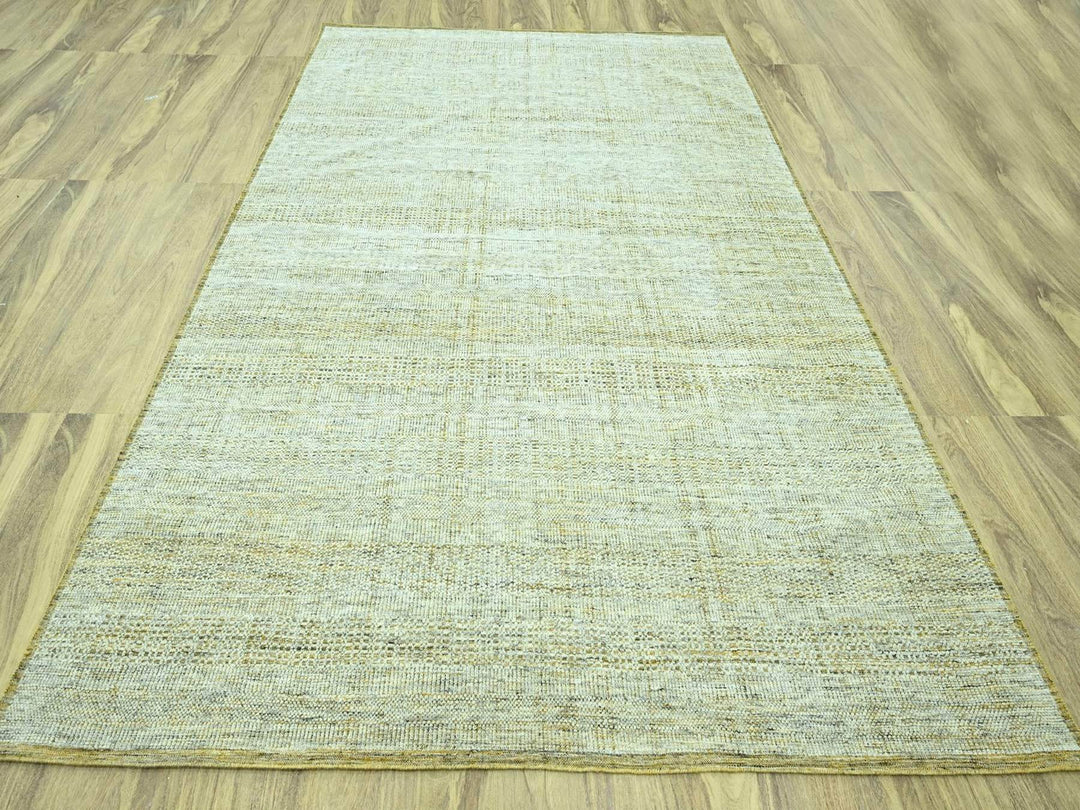 9'0" x 12'2" New Hand Knotted Yellow Wool Rectangle Oriental Rug - MOA10276932