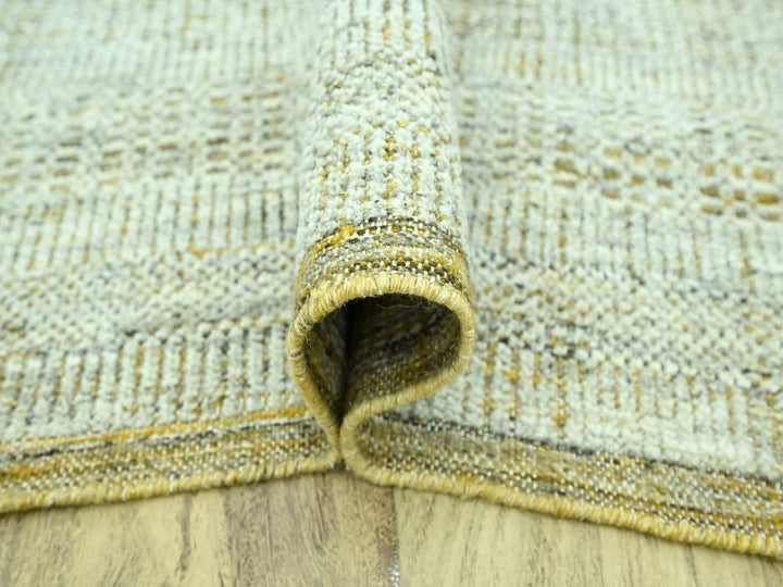 9'0" x 12'2" New Hand Knotted Yellow Wool Rectangle Oriental Rug - MOA10276932