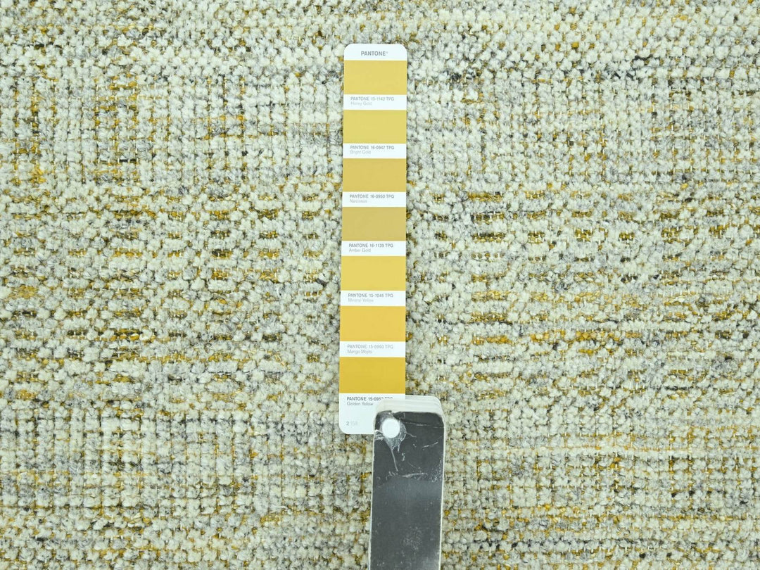 9'0" x 12'2" New Hand Knotted Yellow Wool Rectangle Oriental Rug - MOA10276932