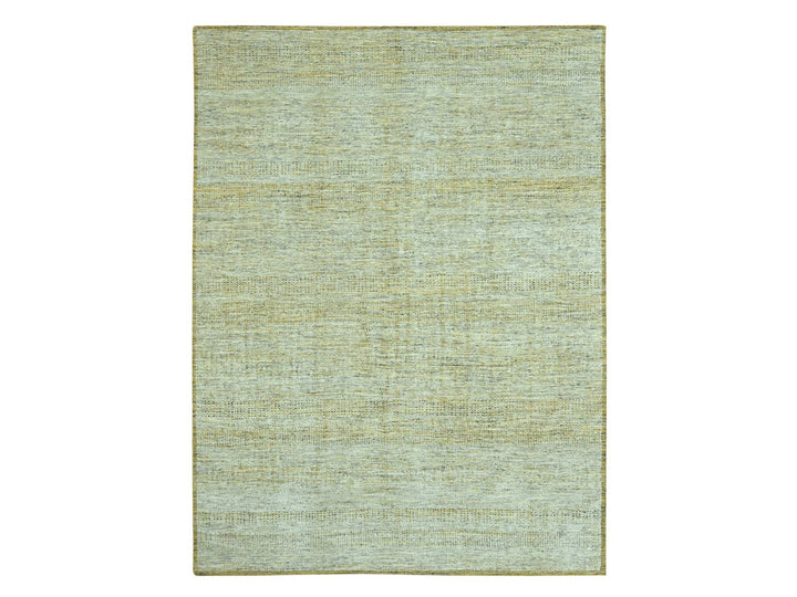 9'3" x 12'1" New Hand Knotted Yellow Wool Rectangle Oriental Rug - MOA10276933