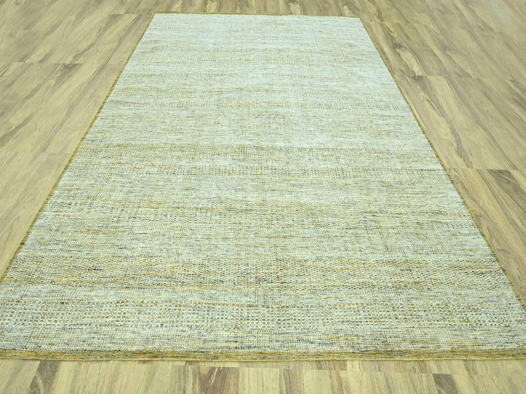 9'3" x 12'1" New Hand Knotted Yellow Wool Rectangle Oriental Rug - MOA10276933