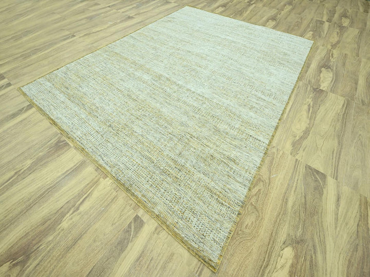 9'3" x 12'1" New Hand Knotted Yellow Wool Rectangle Oriental Rug - MOA10276933